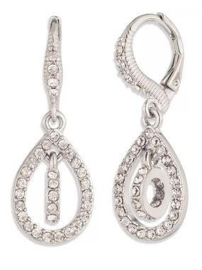 NWT! Givenchy Silver-Tone  Crystal Teardrop Earrings